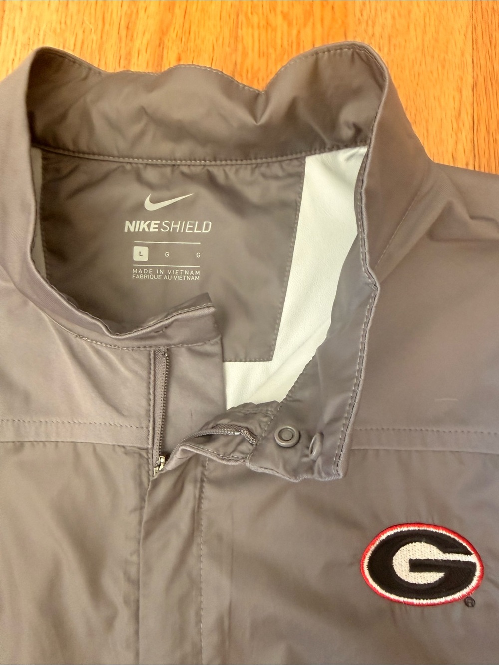 Nike Shield Men's Gray Jacket with Red & Black Georgia 'G' Patch